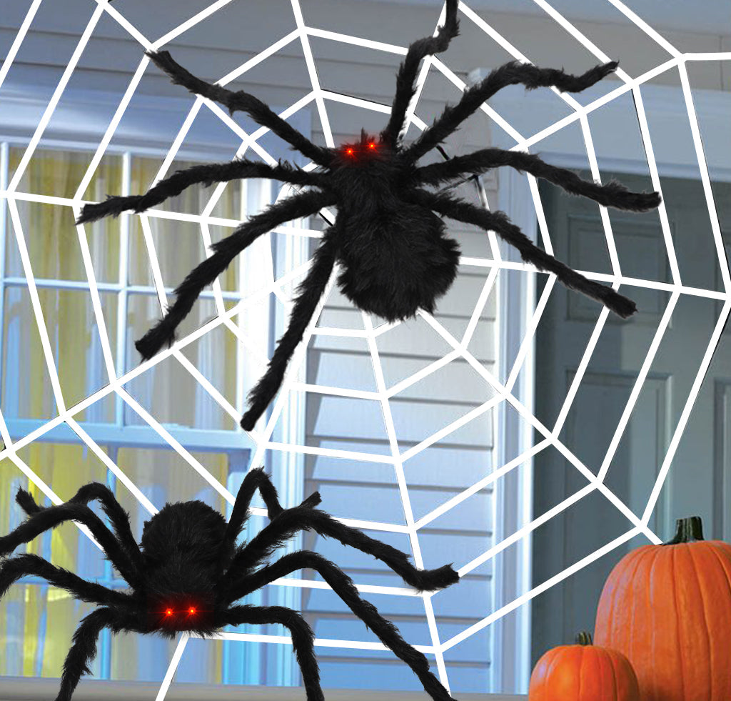 Fidtoy Giant Halloween Spider Decorations Set of 2