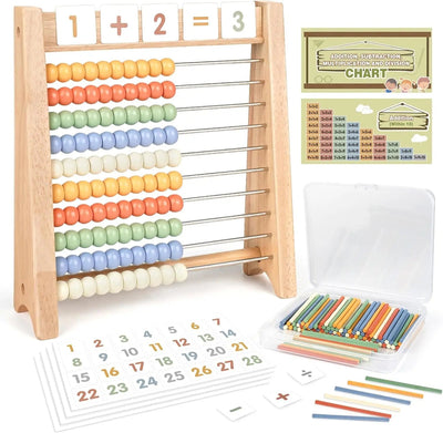 Fidtoy Wooden Math Toy Set for Kids Counting Addition Multiplication Learning Kit
