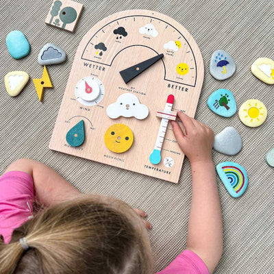 Fidtoy Station Météo en Bois pour Enfants – Apprentissage Climatique Montessori & Interaction Parent-Enfant
