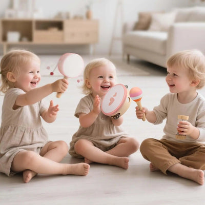 Juego de juguetes musicales de madera Fidtoy para niños pequeños, juego de instrumentos de 8 piezas, juguetes musicales educativos