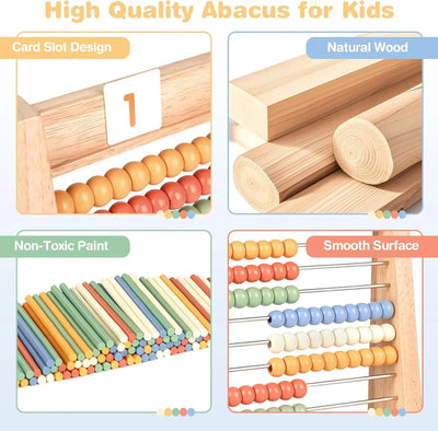 Fidtoy Wooden Math Toy Set for Kids Counting Addition Multiplication Learning Kit