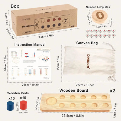 Fidtoy Juguete de Matemáticas de Madera para Niños Pequeños, Set de Aprendizaje de Conteo, Suma y Resta con Clavijas y Números