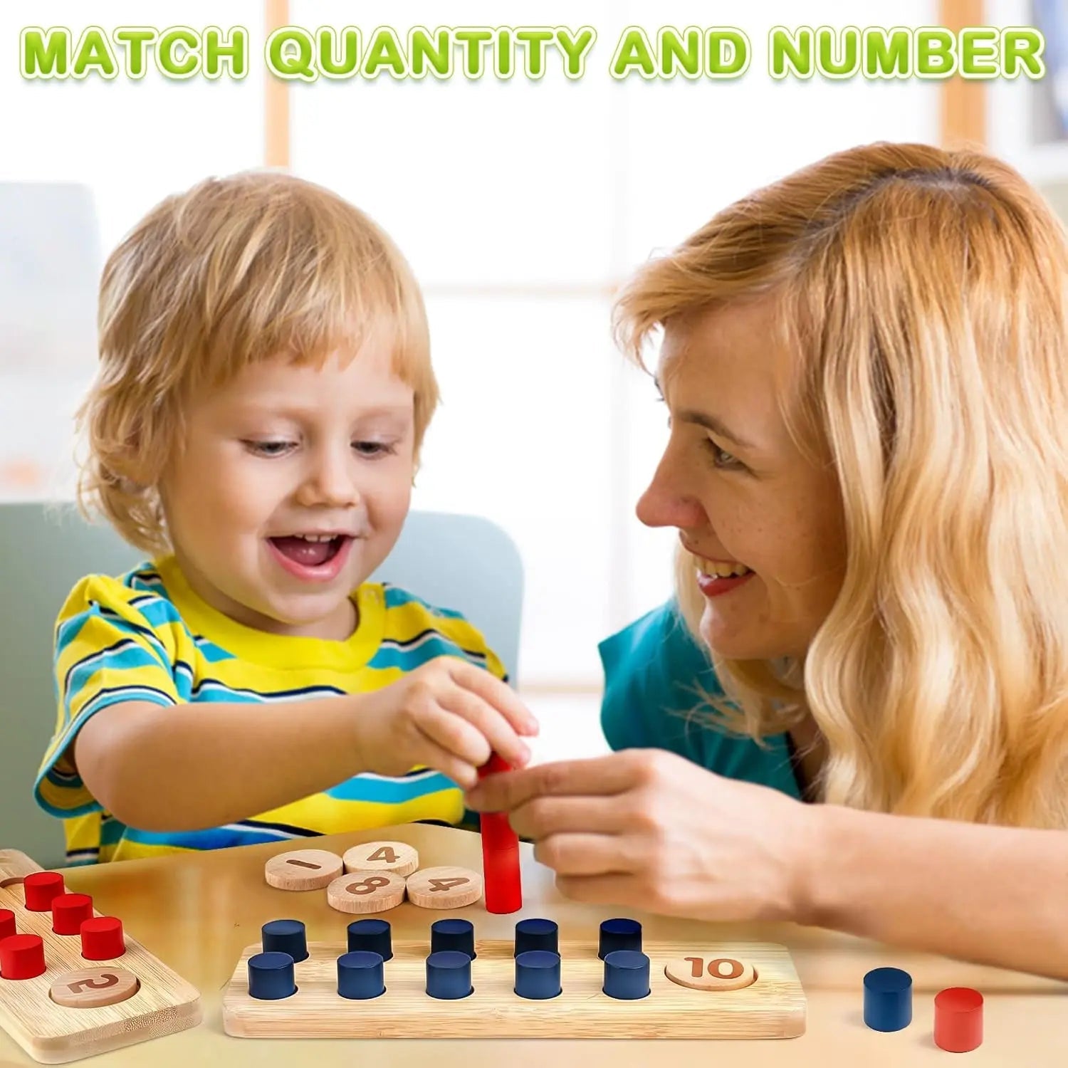 Fidtoy Juguete de Matemáticas de Madera para Niños Pequeños, Set de Aprendizaje de Conteo, Suma y Resta con Clavijas y Números