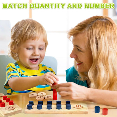 Fidtoy Juguete de Matemáticas de Madera para Niños Pequeños, Set de Aprendizaje de Conteo, Suma y Resta con Clavijas y Números