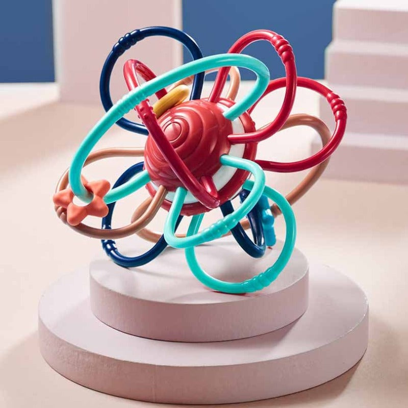 Fidtoy Jouet de dentition pour bébés et tout-petits | Développement sensoriel et motricité fine | Sans BPA, silencieux pour la maison et les voyages