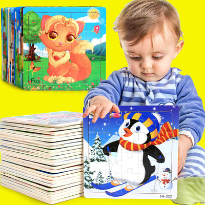 Fidtoy Puzzle en bois de dessin animé 20 pièces, jouet éducatif pour enfants