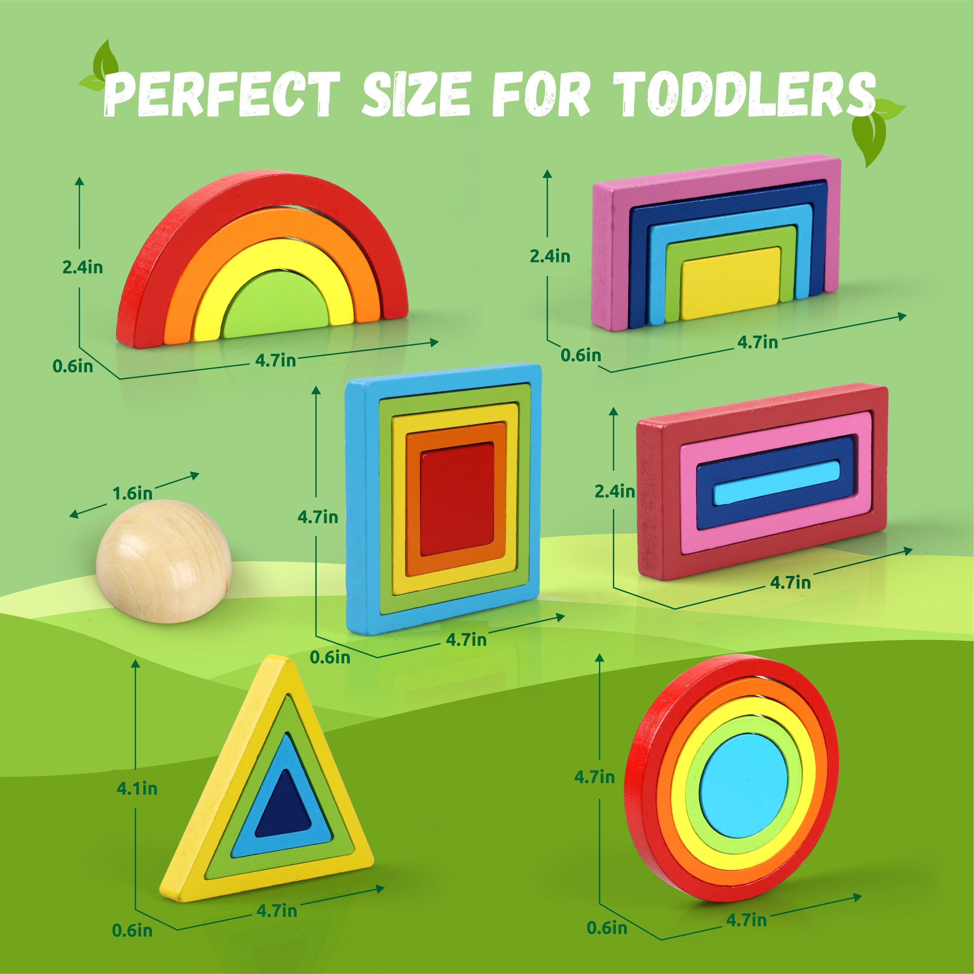 Jeu de construction en bois empilable Fidtoy Rainbow pour les tout-petits de 1 à 5 ans