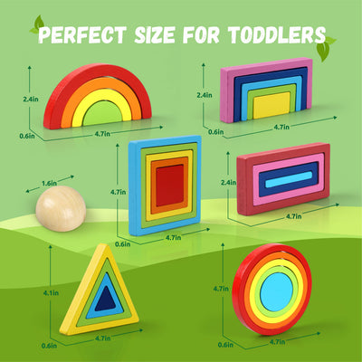 Jeu de construction en bois empilable Fidtoy Rainbow pour les tout-petits de 1 à 5 ans