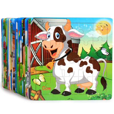 Fidtoy Puzzle en bois de dessin animé 20 pièces, jouet éducatif pour enfants