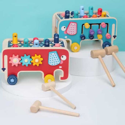 Fidtoy 5-in-1 Wooden Hammer Activity Toy for Toddlers | Hand-Eye Coordination & Cognitive Skills