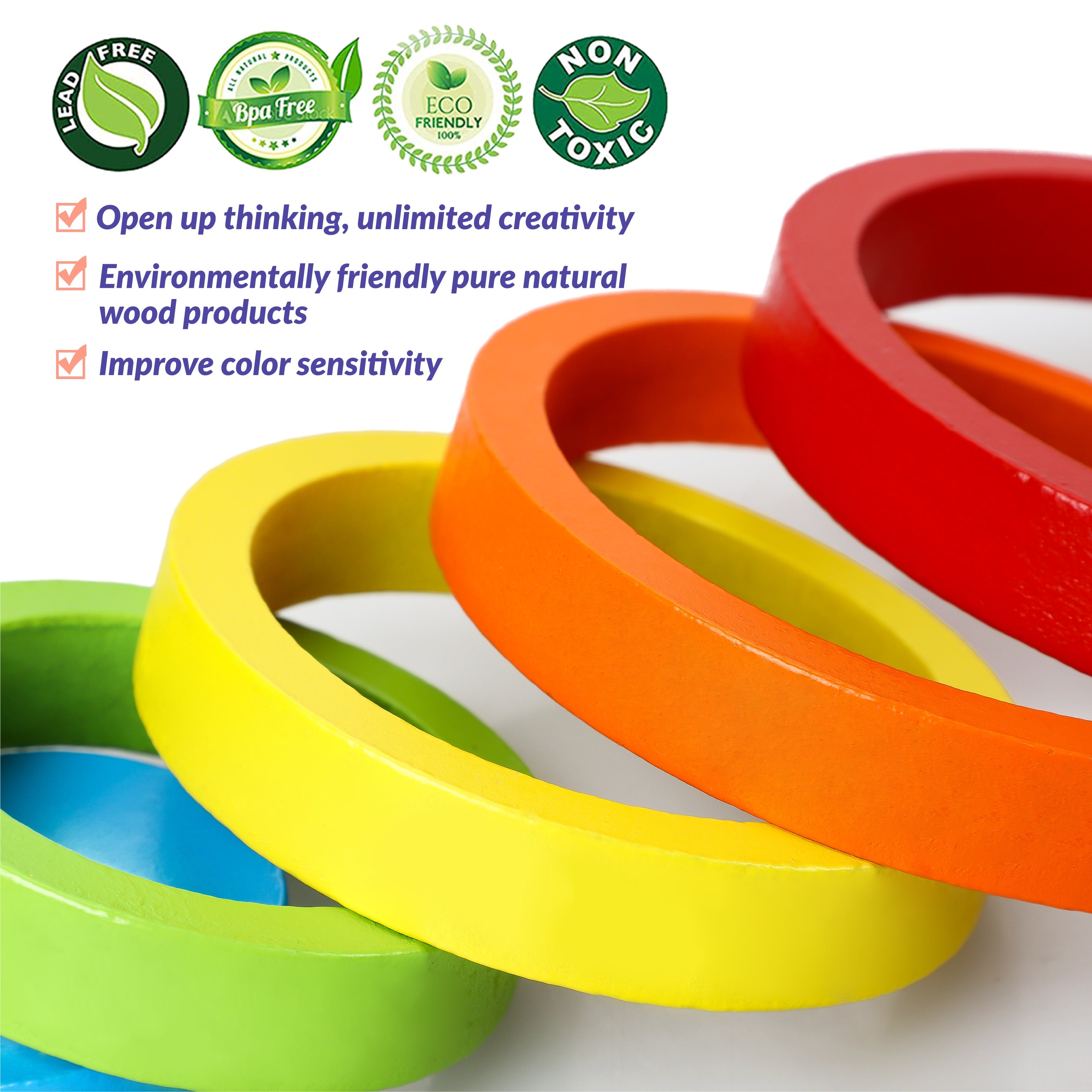 Jeu de construction en bois empilable Fidtoy Rainbow pour les tout-petits de 1 à 5 ans
