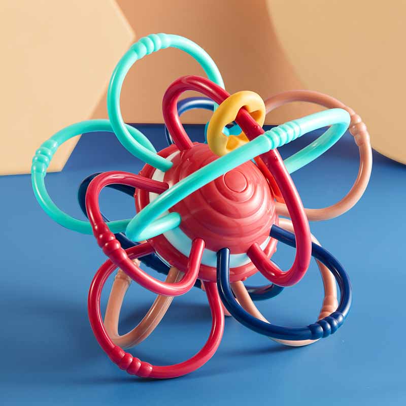 Fidtoy Jouet de dentition pour bébés et tout-petits | Développement sensoriel et motricité fine | Sans BPA, silencieux pour la maison et les voyages
