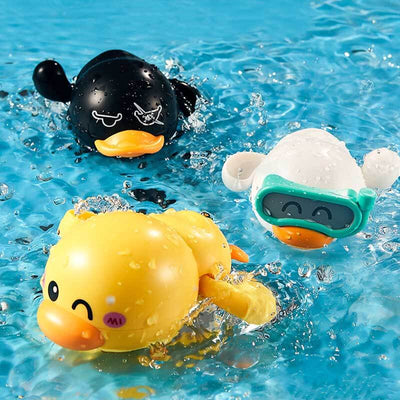 Fidtoy Juguetes de Baño de Patos de Cuerda – Paquete de 3 para la Diversión del Baño de Niños Pequeños
