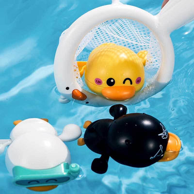 Fidtoy Juguetes de Baño de Patos de Cuerda – Paquete de 3 para la Diversión del Baño de Niños Pequeños