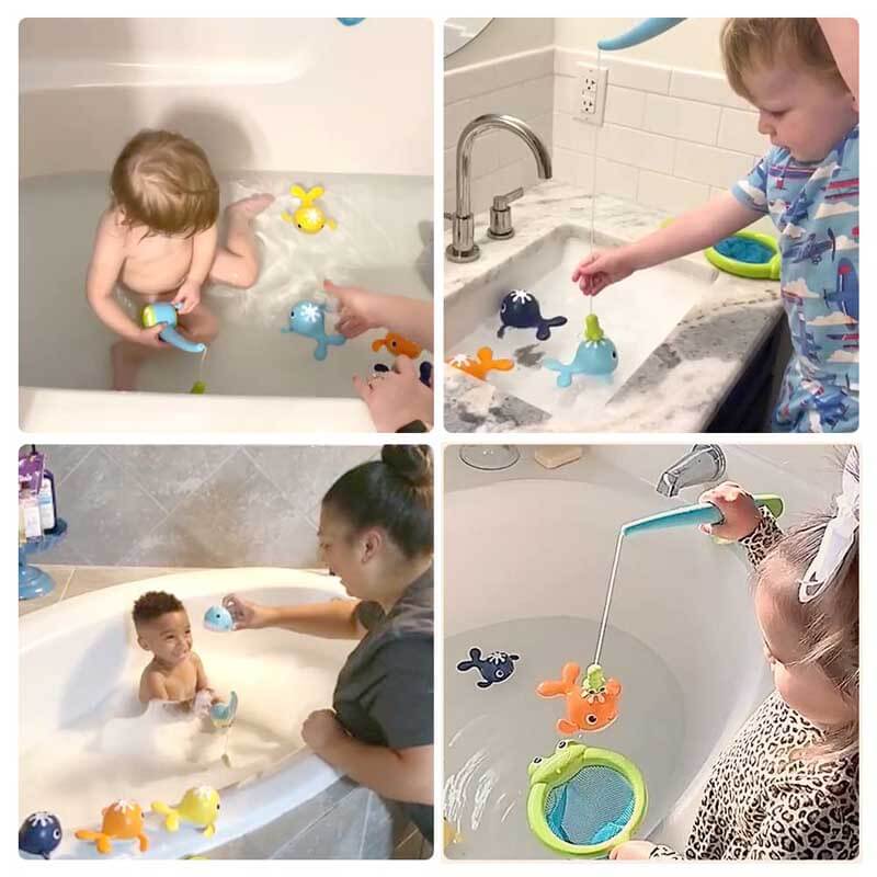 Fidtoy Jouet de Bain Bébé Kit de Pêche Magnétique Baleine Jeu d'Eau