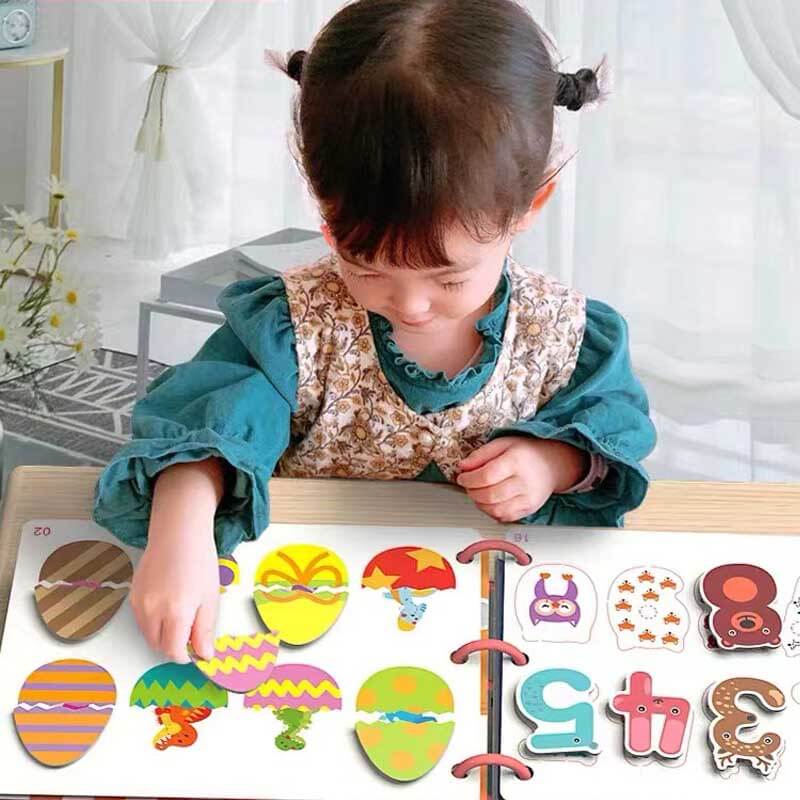 Fidtoy Montessori Quiet Book for Toddlers | Interactive Educational Activity Book for Learning Numbers, Animals, Vegetables & Traffic