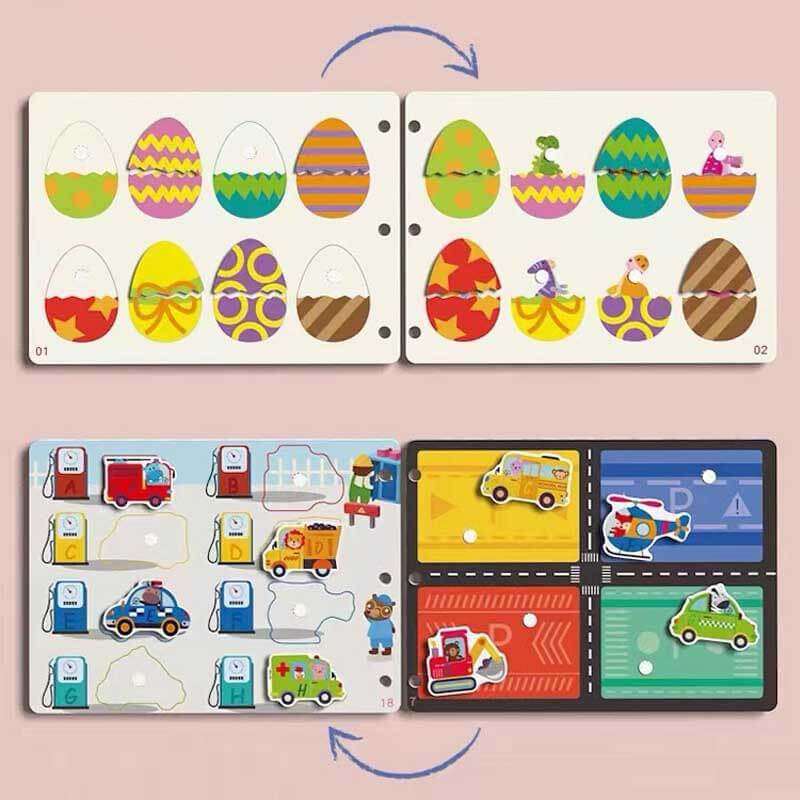 Fidtoy Montessori Quiet Book for Toddlers | Interactive Educational Activity Book for Learning Numbers, Animals, Vegetables & Traffic