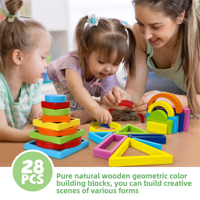 Jeu de construction en bois empilable Fidtoy Rainbow pour les tout-petits de 1 à 5 ans