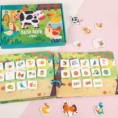 Livre d'activités Montessori Fidtoy pour tout-petits avec dinosaures et activités à la ferme