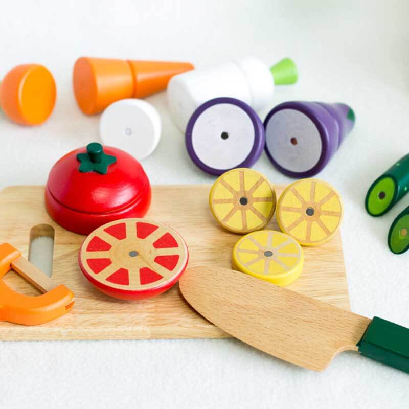 Fidtoy Set de jeu en bois pour enfants, jouet de cuisine pour tout-petits, jouet de découpe de fruits, jouet d'apprentissage Montessori pour les enfants de 1, 2, 3 ans, jeu à la maison.