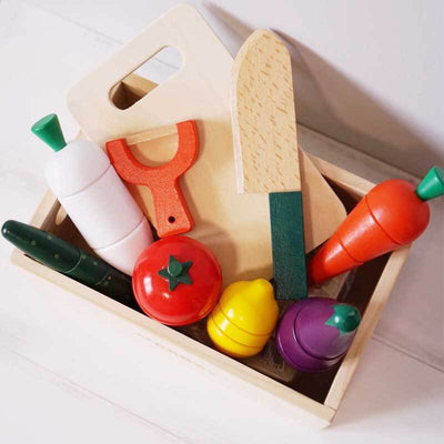 Fidtoy Set de jeu en bois pour enfants, jouet de cuisine pour tout-petits, jouet de découpe de fruits, jouet d'apprentissage Montessori pour les enfants de 1, 2, 3 ans, jeu à la maison.