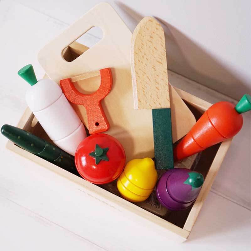 Fidtoy Set de jeu en bois pour enfants, jouet de cuisine pour tout-petits, jouet de découpe de fruits, jouet d'apprentissage Montessori pour les enfants de 1, 2, 3 ans, jeu à la maison.
