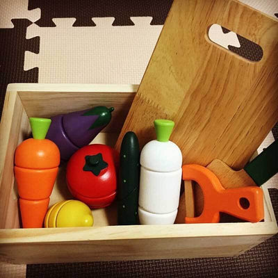 Fidtoy Set de jeu en bois pour enfants, jouet de cuisine pour tout-petits, jouet de découpe de fruits, jouet d'apprentissage Montessori pour les enfants de 1, 2, 3 ans, jeu à la maison.