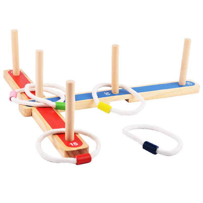 Fidtoy Wooden Ring Toss Game for Kids Outdoor Garden Toy, Family Quoits Game Set for Backyard Picnic Party, Hand Eye Coordination Learning Toy for Toddlers Age 3-8