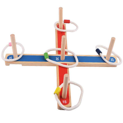 Fidtoy Wooden Ring Toss Game for Kids Outdoor Garden Toy, Family Quoits Game Set for Backyard Picnic Party, Hand Eye Coordination Learning Toy for Toddlers Age 3-8
