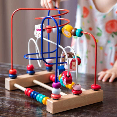 Labyrinthe de perles Fidtoy Hérisson pour tout-petits 1-4 ans – Jouet en bois à enfiler pour la motricité fine et l'apprentissage précoce