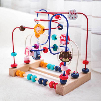 Labyrinthe de perles Fidtoy Hérisson pour tout-petits 1-4 ans – Jouet en bois à enfiler pour la motricité fine et l'apprentissage précoce
