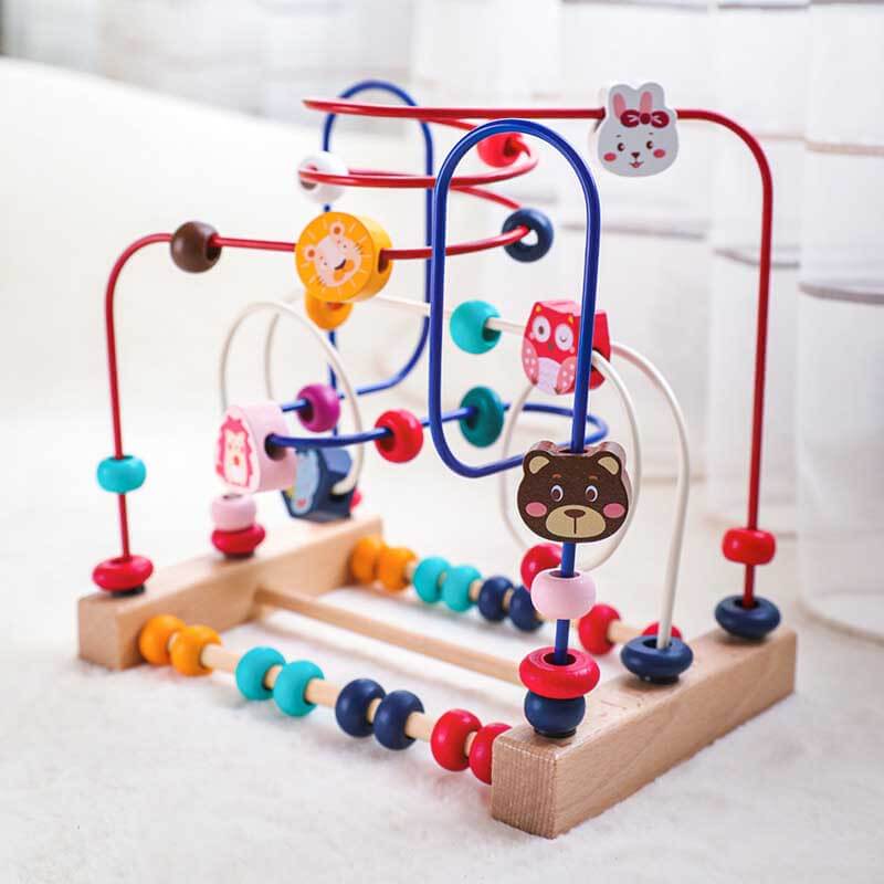 Labyrinthe de perles Fidtoy Hérisson pour tout-petits 1-4 ans – Jouet en bois à enfiler pour la motricité fine et l'apprentissage précoce