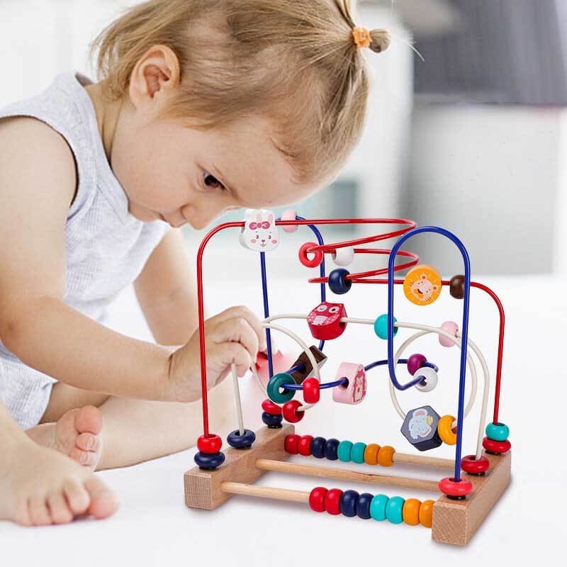 Labyrinthe de perles Fidtoy Hérisson pour tout-petits 1-4 ans – Jouet en bois à enfiler pour la motricité fine et l'apprentissage précoce
