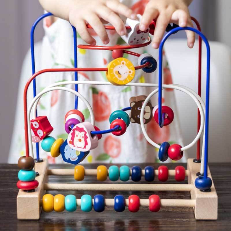 Labyrinthe de perles Fidtoy Hérisson pour tout-petits 1-4 ans – Jouet en bois à enfiler pour la motricité fine et l'apprentissage précoce