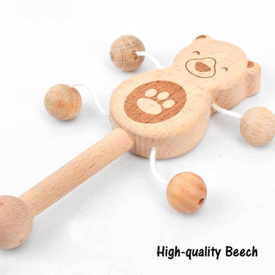 Fidtoy Wooden Baby Rattle & Teether Toy Set – Montessori Sensory & Motor Skill Development