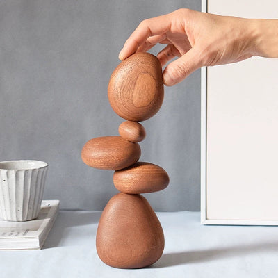 Pierres magnétiques en bois d'équilibre – Sculpture en bois massif fabriquée à la main