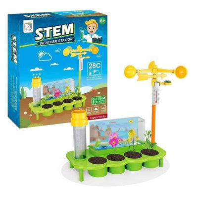 Fidtoy Green STEM Weather Station Experiment Kit for Kids Ages 8-14, Outdoor Weather Science Toy with Wind Vane, Anemometer, Thermometer and Rain Gauge