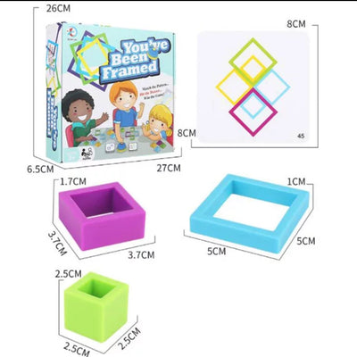 Fidtoy You Have Been Framed Intelligence Game, jeu de puzzle d'association de formes avec des cadres colorés, 50 cartes recto-verso et un buzzer, pour 2 à 4 joueurs à partir de 6 ans