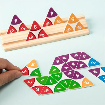 Fidtoy Triangle Numbers Wooden Jigsaw Puzzle for Kids | Wooden Number Puzzle Board Game, Parent-Child Interactive Puzzle, Spatial Reasoning, Short-Term Memory & Problem-Solving Toy Age 3+