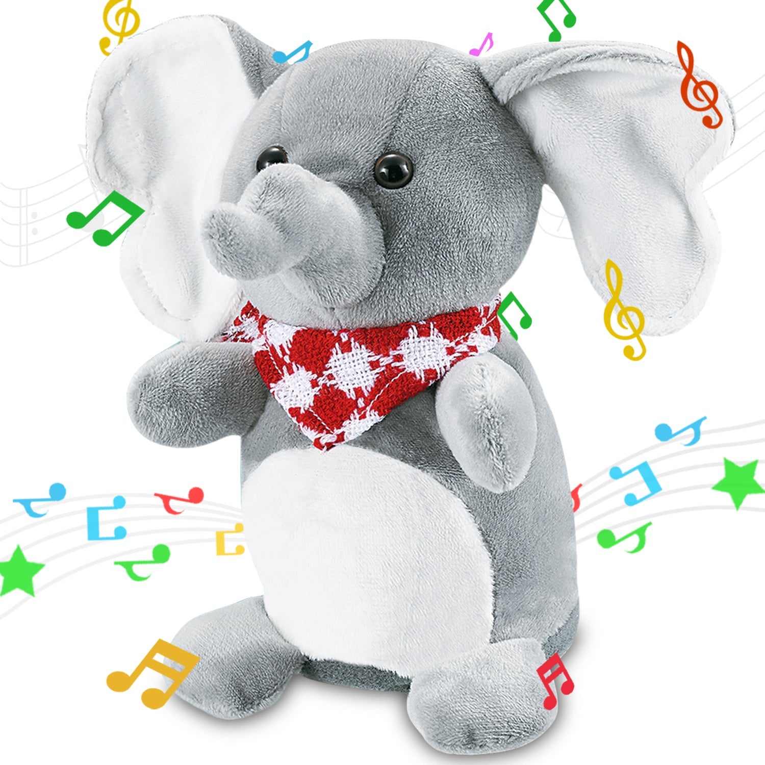 Fidtoy Dancing Elephant Talkback Plush Toy for Babies and Toddlers