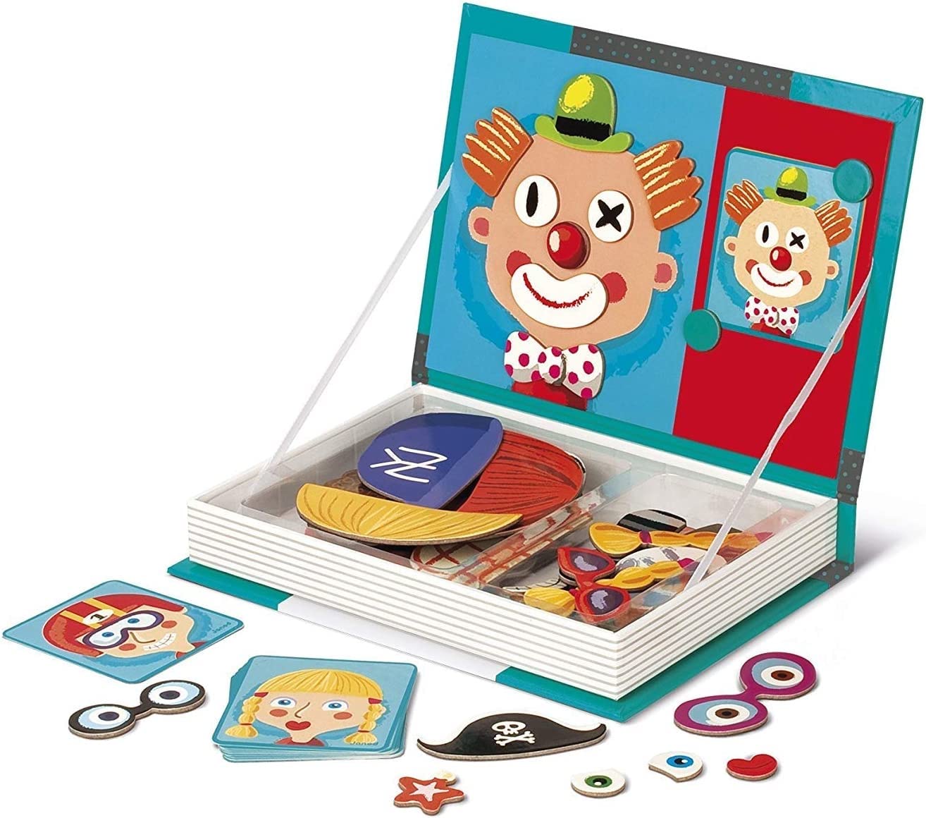 Fidtoy Livre de Puzzles Magnétiques pour Enfants avec 67 Aimants et 12 Cartes Modèles – Jouet de Voyage Assorti de Visages Amusants pour les Enfants de 3 Ans et Plus