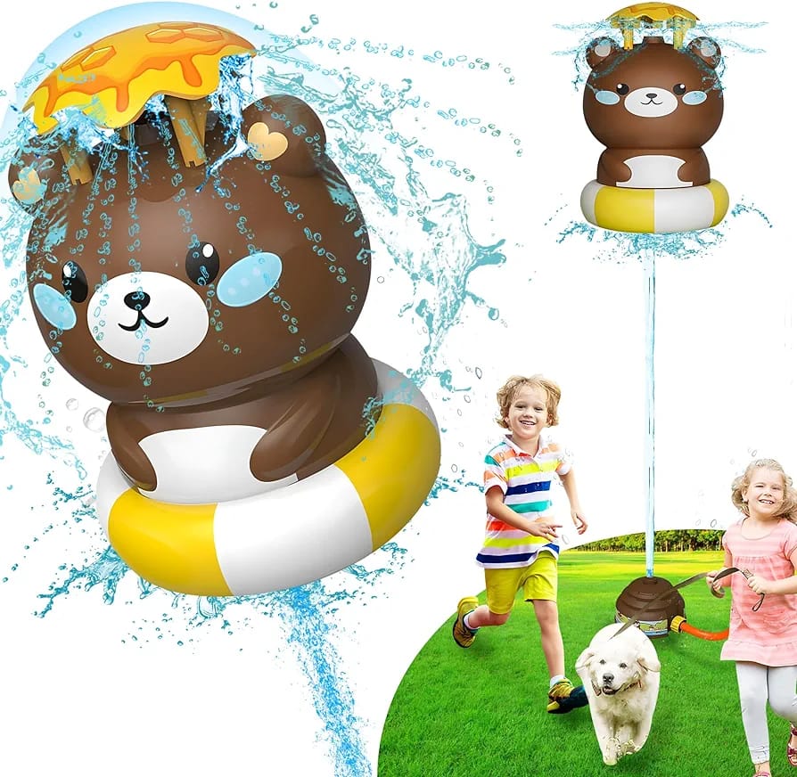 Fidtoy Outdoor Water Rotating Rocket Sprinkler Fountain Set Plastic Backyard Rocket Water Sprinkler Toy for Kids Ages 2-6