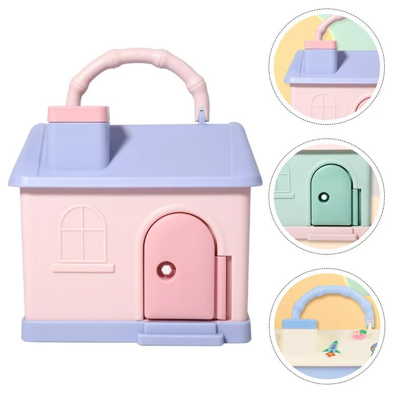 Fidtoy Dessin animé Tirelire Maison pour enfants avec serrure et clé Boîte à monnaie Éducative Jouet tirelire Âge 3+