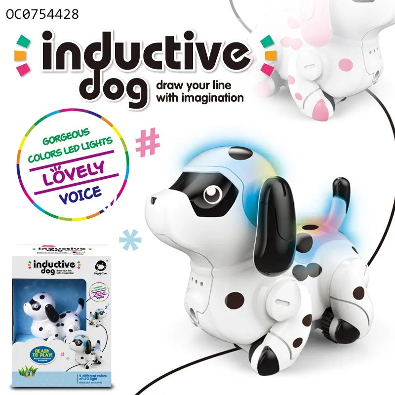 Fidtoy Inductive Dog Robot Follow the Line Toy with Color Changing Sounds and STEM Drawing Play