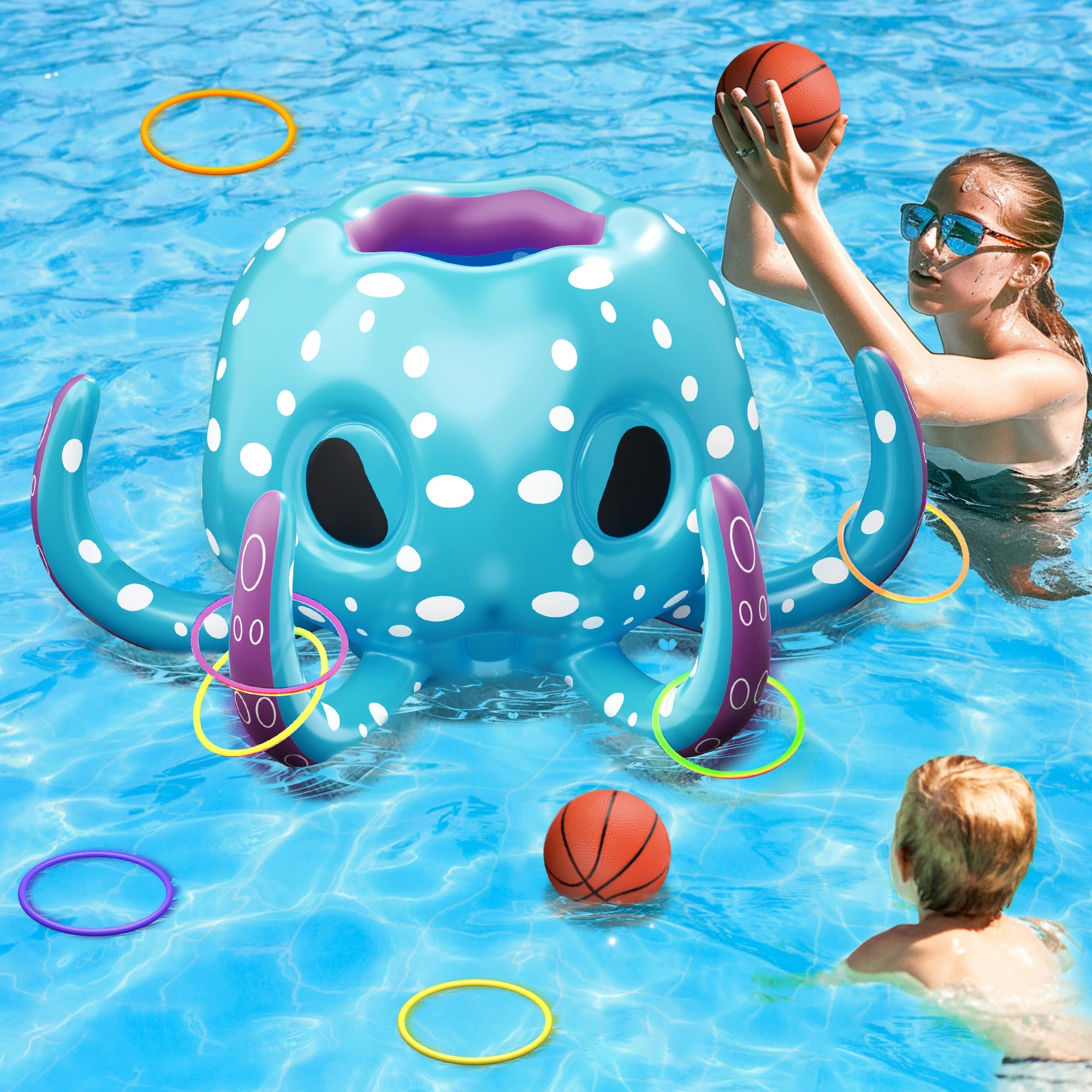 Fidtoy Inflatable Octopus Pool Game 2-in-1 Summer Toy