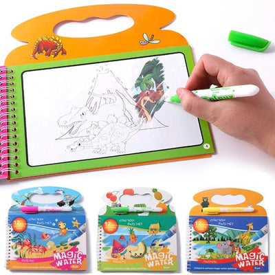 Fidtoy Magic Water Book - Actividad de colorear reutilizable de animales para niños de 3+ años