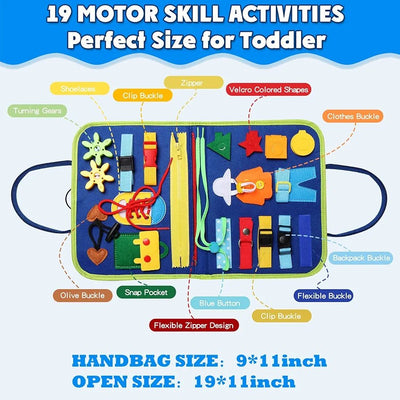 Fidtoy Tablero de Actividades 8 en 1 – Juguete Educativo con Forma de Bolso para Niños Pequeños de 2+ Años