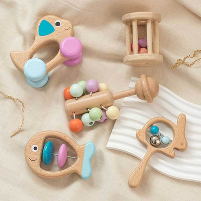 Fidtoy Jouet à Agiter Sensoriel pour Tout-Petit | Hochets Poisson, Roulant, Ventouse et Chien pour le Développement de Bébé