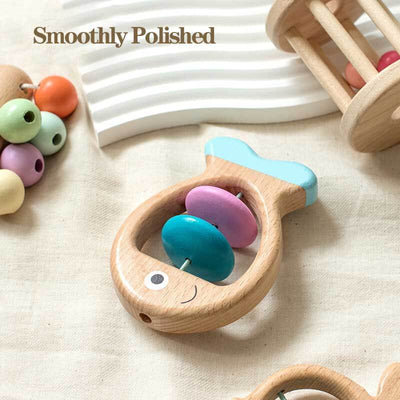 Fidtoy Jouet à Agiter Sensoriel pour Tout-Petit | Hochets Poisson, Roulant, Ventouse et Chien pour le Développement de Bébé