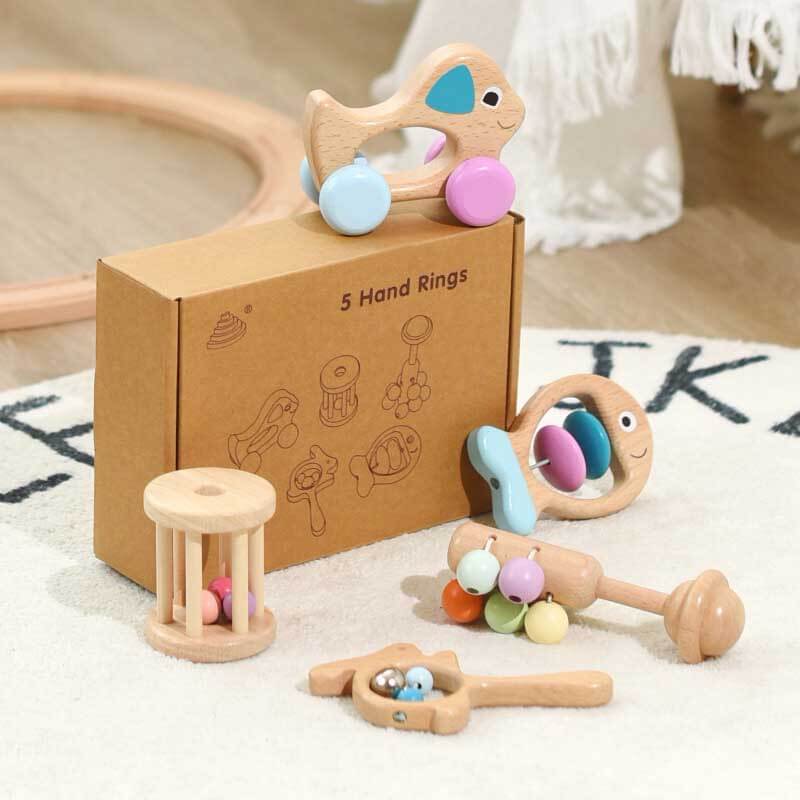 Fidtoy Jouet à Agiter Sensoriel pour Tout-Petit | Hochets Poisson, Roulant, Ventouse et Chien pour le Développement de Bébé
